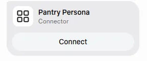Muse's Pantry Persona connector card with its Connect button